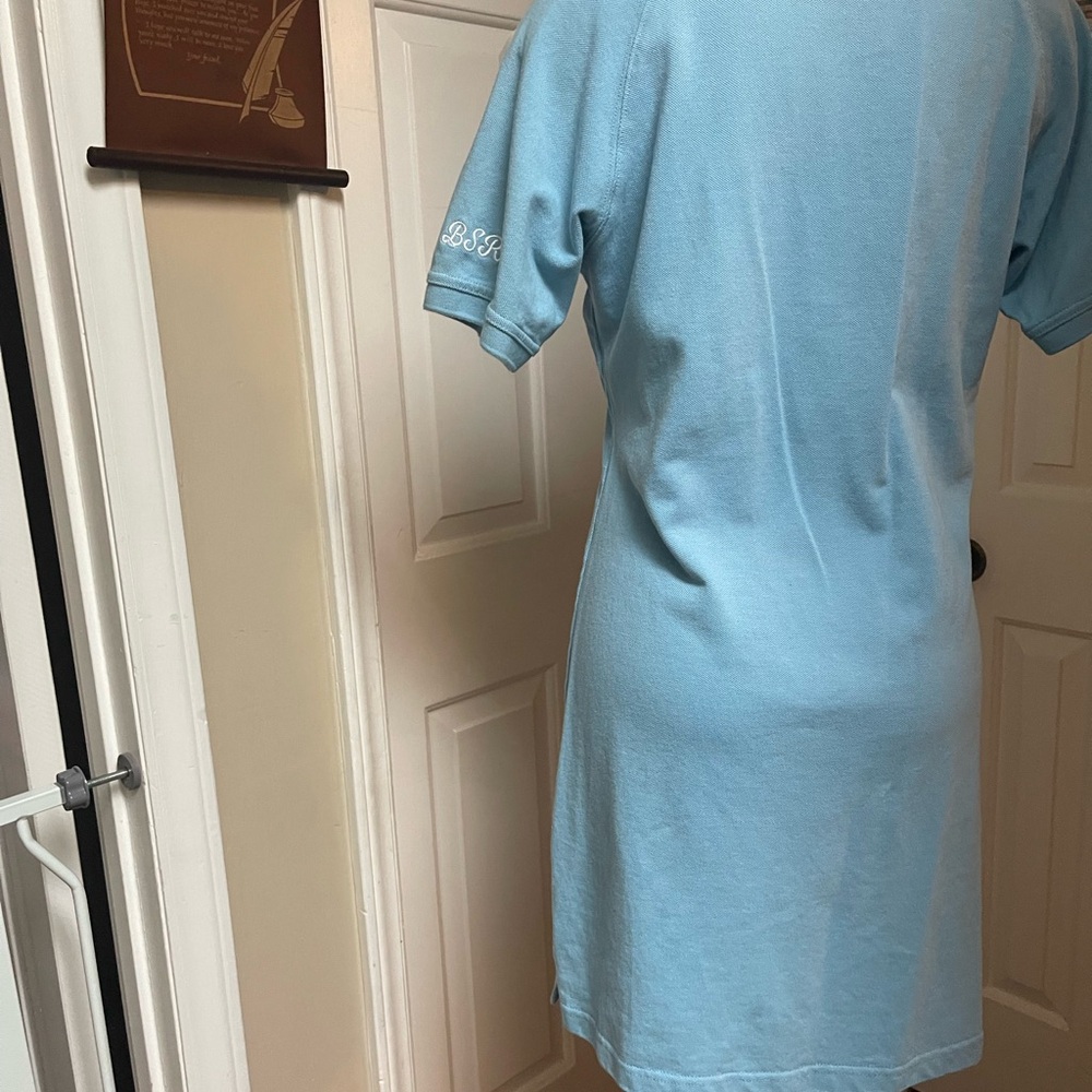 BSR Light Blue Polo Shirt Dress with Embroidered Fawn - Picture 7 of 11
